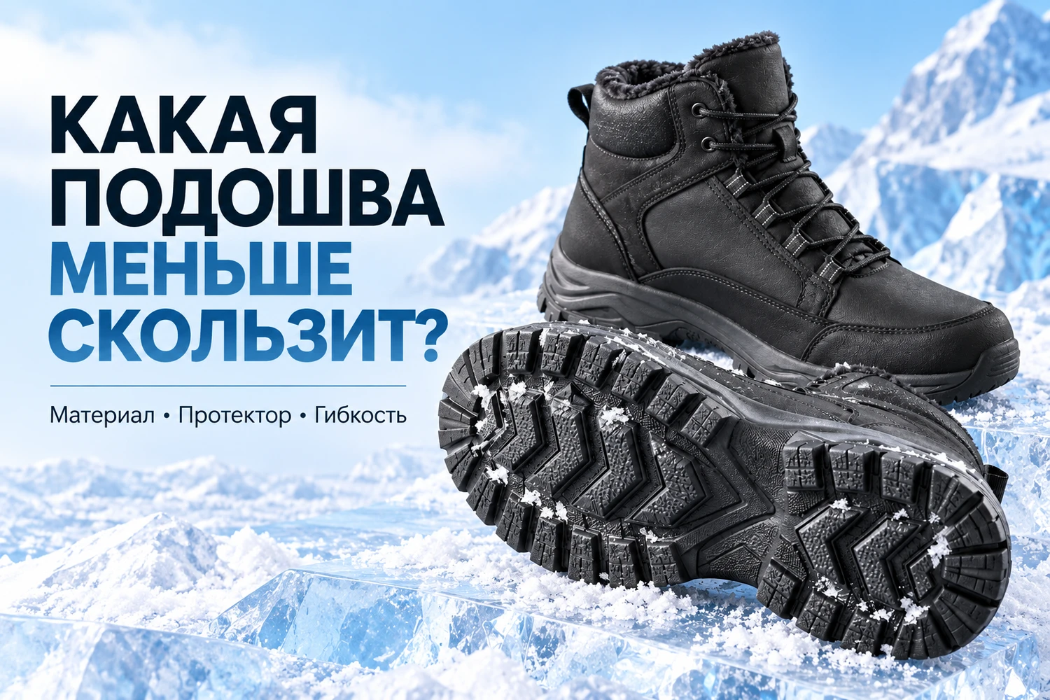 Какая подошва меньше скользит зимой: материал, протектор и гибкость