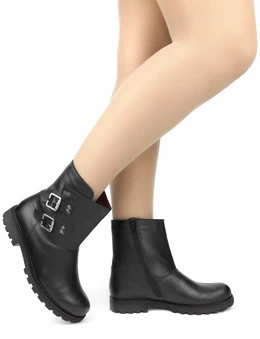 Женские черные ботинки Remonte (Натуральная шерсть)