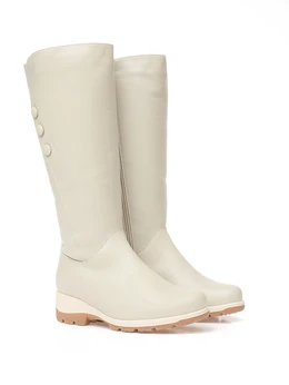 Женские бежевые сапоги Janita (Натуральный мех)