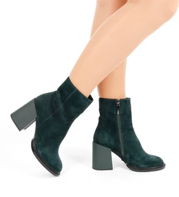 Женские зеленые ботильоны Calipso (Натуральный мех)