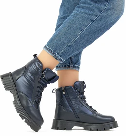 Женские синие ботинки Baden (Искусственный мех)