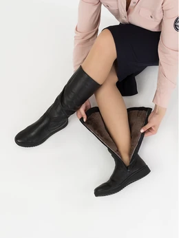 Женские черные сапоги Romer (Натуральный мех)