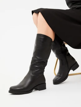 Женские черные сапоги ALEXIA LEVINI (Натуральный мех)