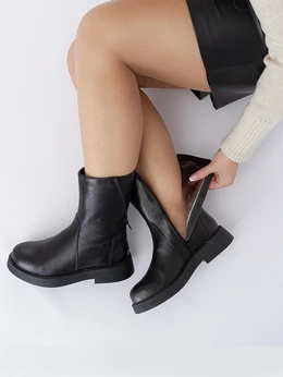 Женские черные полусапоги Romer (Натуральный мех)