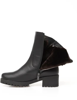 Женские черные полусапоги Janita (Натуральный мех)