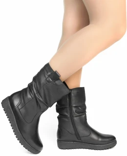 Женские черные полусапоги Remonte (Натуральный мех)