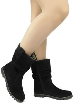 Женские черные полусапоги Remonte (Натуральный мех)