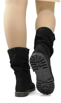 Женские черные полусапоги Remonte (Натуральный мех)