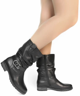 Женские черные полусапоги Remonte (Натуральная шерсть)