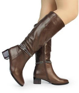 Женские коричневые сапоги Bludo (Байка)