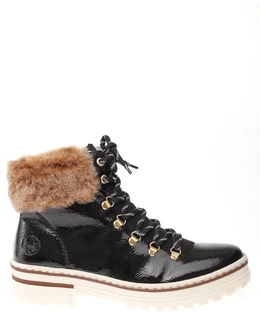 Женские черные ботинки Rieker (Искусственная шерсть)