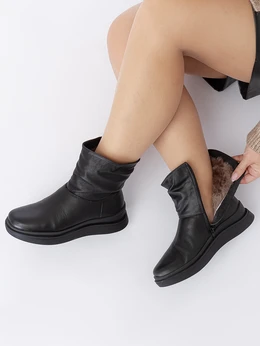 Женские черные полусапоги Romer (Натуральный мех)