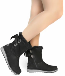 Женские черные полусапоги Remonte (Натуральная шерсть)