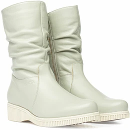 Женские бежевые полусапоги Janita (Натуральный мех)