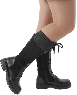 Женские черные сапоги Rieker (Искусственная шерсть)