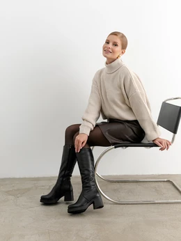 Женские черные сапоги ALEXIA LEVINI (Байка)