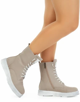 Женские серо-коричневые ботинки Shoiberg (Натуральная шерсть)