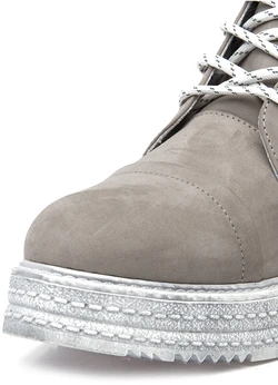 Женские серо-коричневые ботинки Shoiberg (Натуральная шерсть)