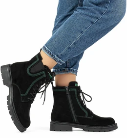 Женские черные ботинки Shoiberg (Натуральная шерсть)