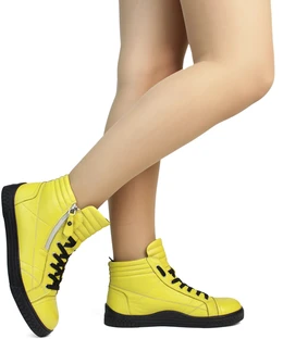 Женские желтые кеды Shoiberg (Искусственная шерсть)