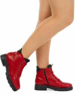 Женские красные ботинки Shoiberg (Натуральная шерсть)