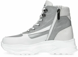 Женские серо-коричневые ботинки Shoiberg (Натуральная шерсть)