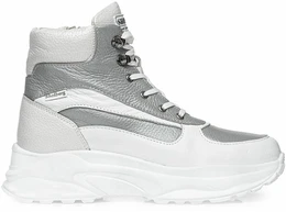 Женские серо-коричневые ботинки Shoiberg (Натуральная шерсть)