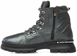 Женские серо-коричневые ботинки Shoiberg (Натуральная шерсть)