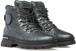 Женские серо-коричневые ботинки Shoiberg (Натуральная шерсть)