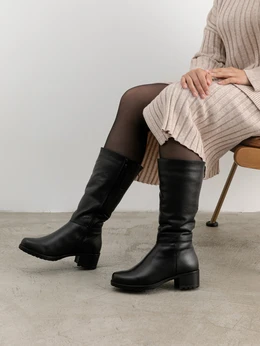 Женские черные сапоги ALEXIA LEVINI (Натуральная шерсть)