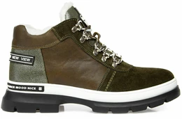 Женские зеленые ботинки Shoiberg (Натуральная шерсть)