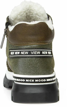 Женские зеленые ботинки Shoiberg (Натуральная шерсть)