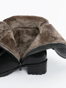 Женские черные сапоги ALEXIA LEVINI (Натуральный мех)