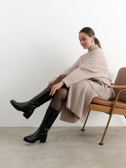 Женские черные сапоги ALEXIA LEVINI (Натуральный мех)