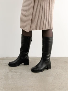 Женские черные сапоги ALEXIA LEVINI (Натуральный мех)