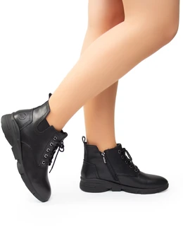 Женские черные ботинки Rieker (Искусственная шерсть)