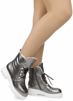 Женские серебряные ботинки Balex (Натуральный мех)