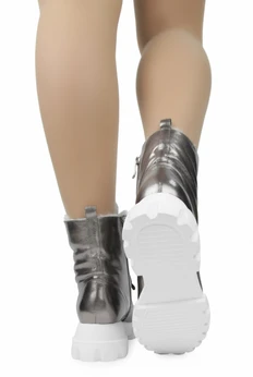 Женские серебряные ботинки Balex (Натуральный мех)