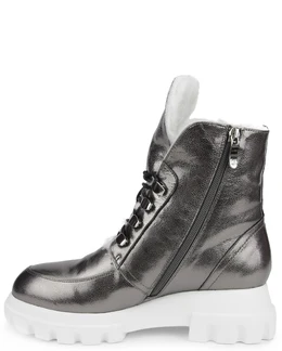 Женские серебряные ботинки Balex (Натуральный мех)