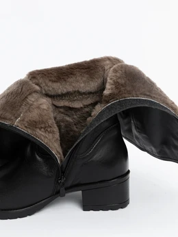 Женские черные сапоги ALEXIA LEVINI (Натуральный мех)