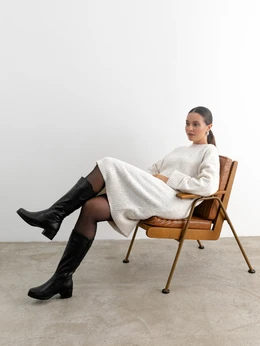 Женские черные сапоги ALEXIA LEVINI (Натуральный мех)