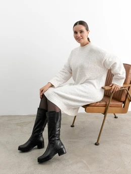 Женские черные сапоги ALEXIA LEVINI (Натуральный мех)