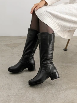 Женские черные сапоги ALEXIA LEVINI (Натуральный мех)