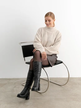 Женские черные сапоги ALEXIA LEVINI (Натуральная шерсть)