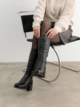 Женские черные сапоги ALEXIA LEVINI (Натуральная шерсть)