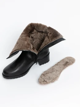 Женские черные сапоги ALEXIA LEVINI (Натуральный мех)