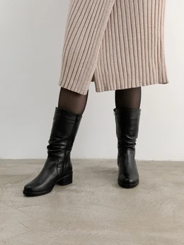 Женские черные сапоги ALEXIA LEVINI (Натуральный мех)