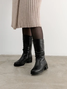 Женские черные сапоги ALEXIA LEVINI (Натуральный мех)