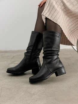 Женские черные сапоги ALEXIA LEVINI (Натуральный мех)