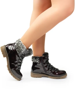 Женские бордовые ботинки Rieker (Натуральная шерсть)